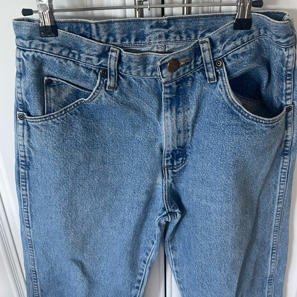 WRANGLER MENS BLUE DENIM JEANS sz 30 x 27 (read description) - Picture 2 of 15